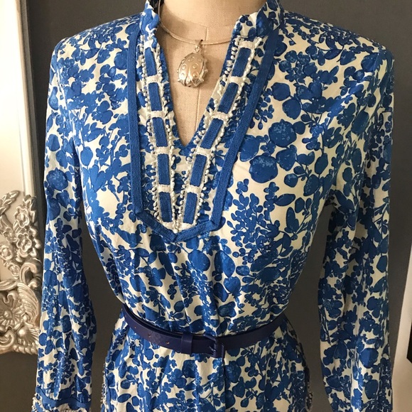 Cynthia Rowley batik style cotton blouse 💙 - Picture 1 of 10